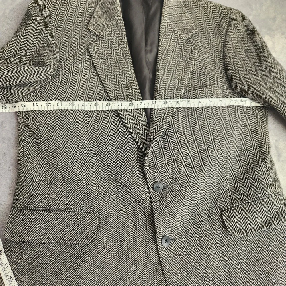 Tweed Herringbone 100% Wool Blazer Jacket 43L 43 Nordstrom Mens Black Sport Coat